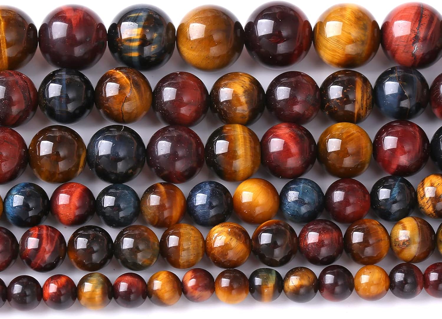 8MM 45PCS Natural Stone Multi Tiger Eye Stone Beads for Jewelry Making DIY Bracelet 1 Strand