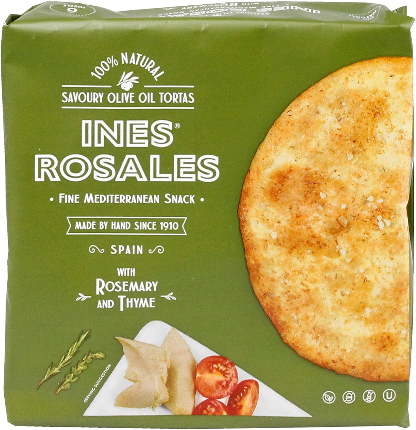 Ines ROSALES Tortas de Aceite "Rosemary & Thyme, 1 Pack (1 x 0.18 kg