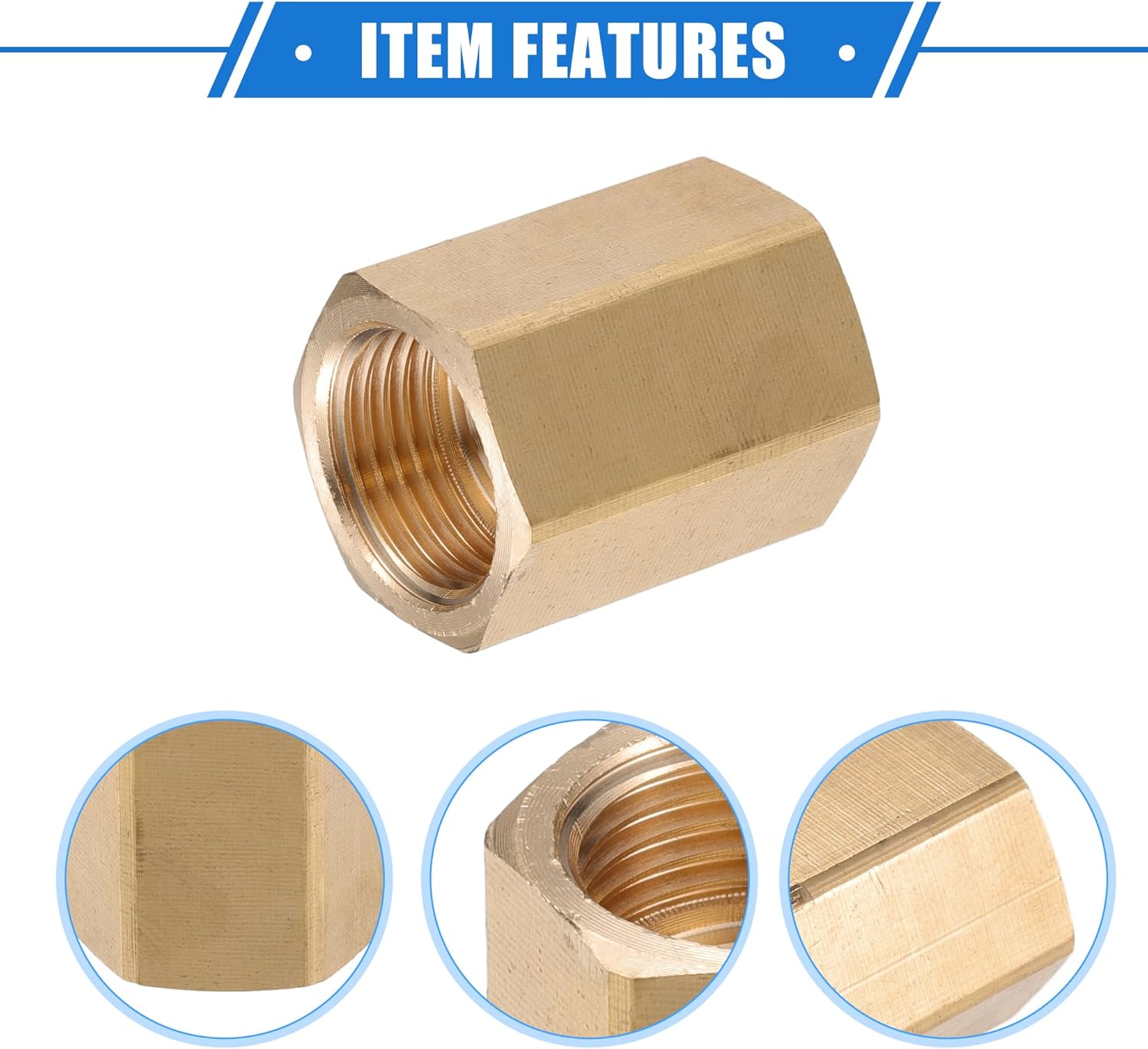 Pressure Washer Connector, M18x1.5 to M18x1.5 Female Adapter Brass Screw Hose Connector Universal for Pressure Washer Quick Connect Brass Copper Tone 1pc