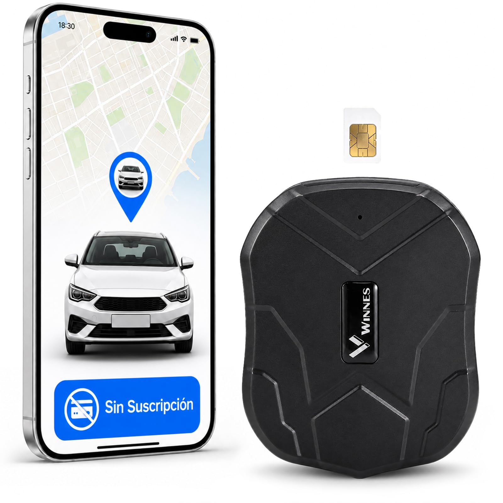 localizador GPS para Coche TK905,rastreador GPS con Potente Dispositivo magnético Aplicación Gratuita para automóvil/Motocicleta/Barco 90 días de Tiempo en Espera