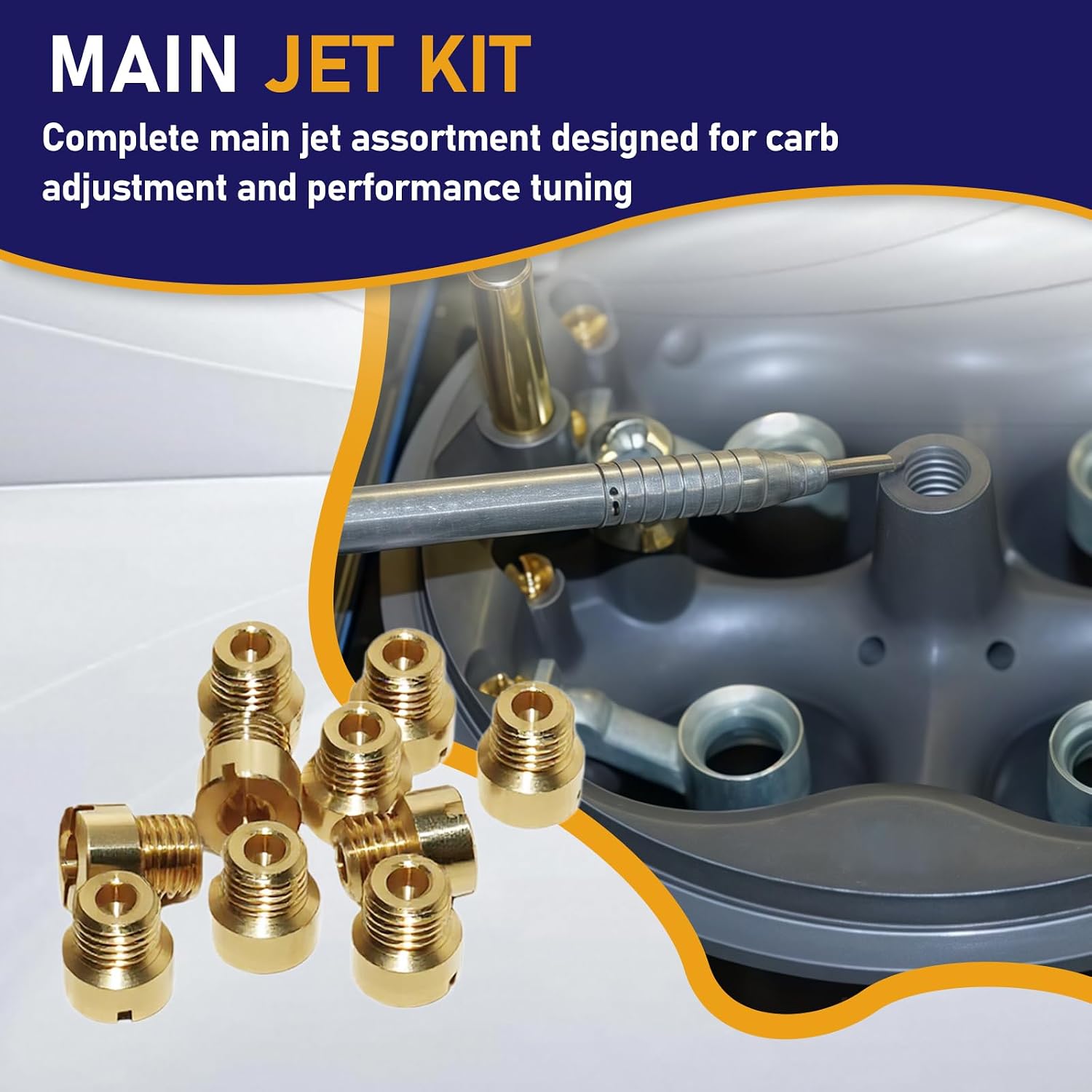20-Pack Carburetor Main Jet Assortment Kit #60–69 Compatible with Holley Carburetor, 1/4-32 Brass Gas Main Jets Set, 2 Each Size for Carburetor Tuning