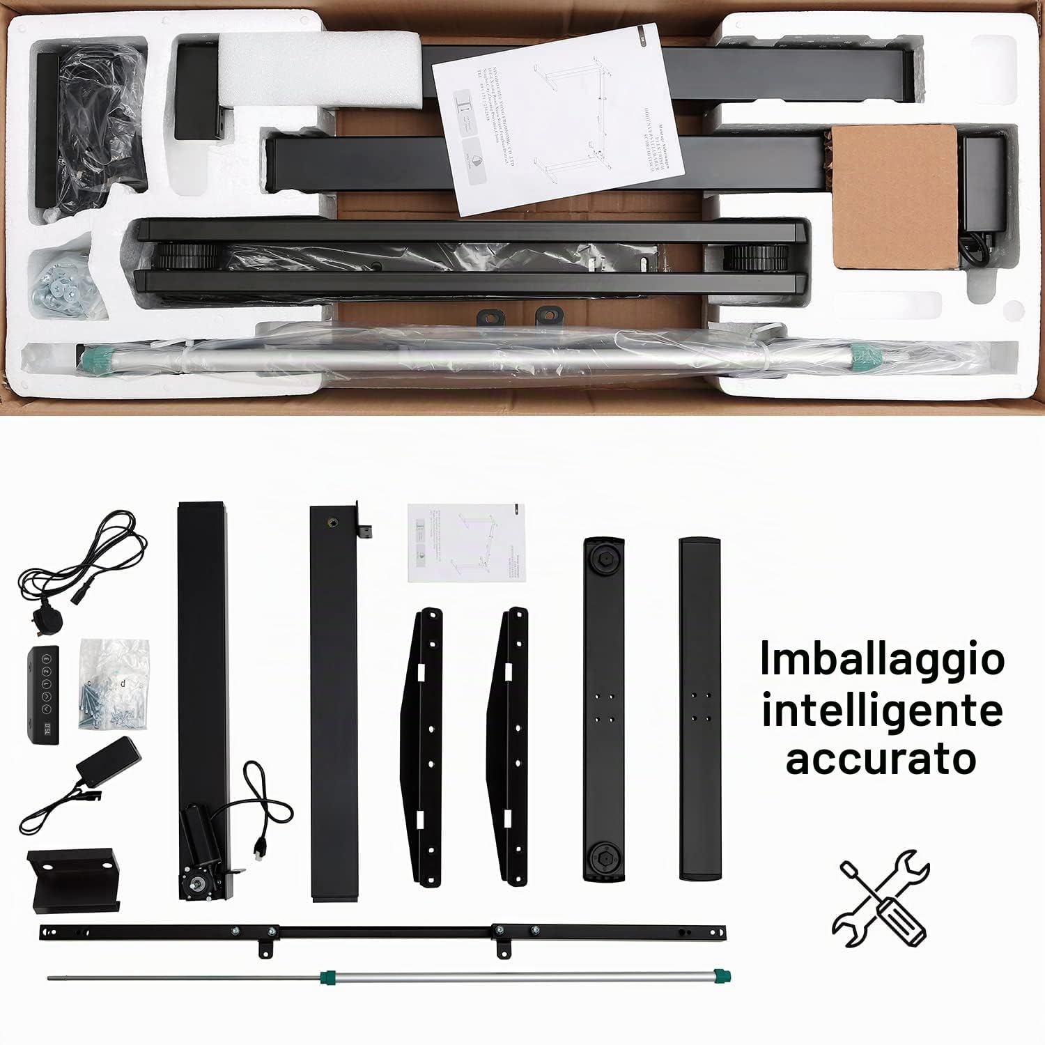 Flamaker Scrivania Regolabile in Altezza da 73 cm a 122 cm con Tasti di Memoria e Funzione di Protezione Contro le Collisioni, Nero | Telaio della Scrivania Elettrica Regolabile in Altezza con Tasti di Memoria e Funzione di Protezione Contro le Collisioni