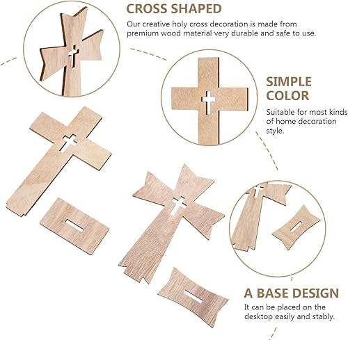 Miniatura 3 de SEWACC Decoración de cruz de madera para manualidades, adornos en forma de cruz, decoración de mesa, 20 piezas, letrero de arte cruzado para regalar