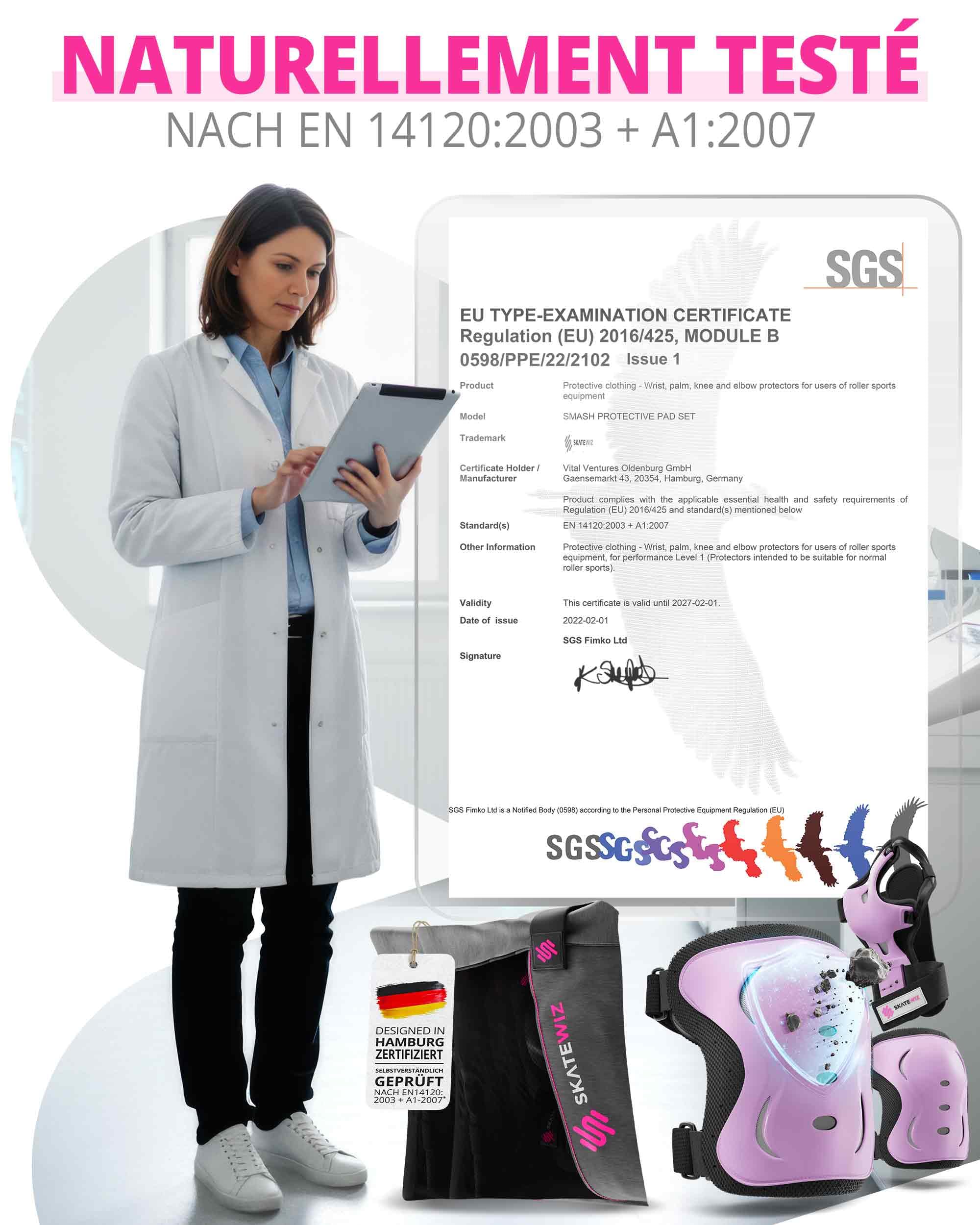 SKATEWIZ Kit de Protection Roller Enfant - Protection Skateboard Enfant, Adolescents et Adulte [6 pièces] avec Genouillères, Coudières et Protège-Poignets - 5