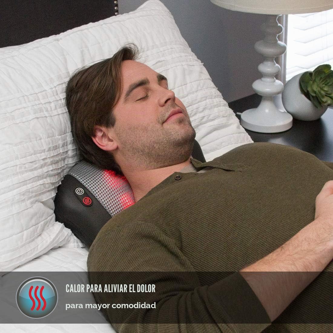 HoMedics Dual Cushion Cojín de Masaje Eléctrico Portátil – Masajeador Shiatsu Compacto con Calor Relajante para Aliviar Nudos y Contracturas en Espalda, Hombros, Cuello, Lumbares y Piernas