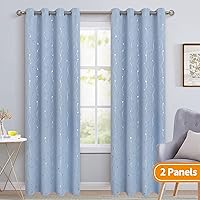 Vista 2 de BGment Room Darkening Curtains 95 Inches Long, Grommet Thermal Insulated Blackout Curtains with Wave Line and Dots Printed for Bedroom, 2 Panels