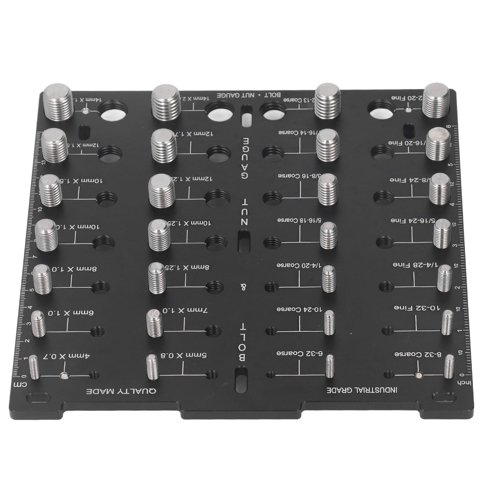 Nut and Bolt Thread Checker, Thread Checker, Aluminum Alloy Screw Identifier 28 Holes Metric and Thread Identification Board