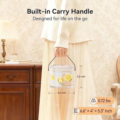 Miniatura 3 de DIGIX Humidificador portátil recargable, pantalla inteligente, luz nocturna, fácil de limpiar, humidificadores pequeños de 1.4 L para dormitorio