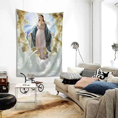 Amazon Co Jp おしゃれポスター 壁掛け絵画 多機能 聖母マリアの宗教的なカト 壁掛 けタペストリー 個性 装飾用品 壁 窓の装飾 カーテン 模様替え リビングの飾り部屋飾り 152x102cm ホーム キッチン