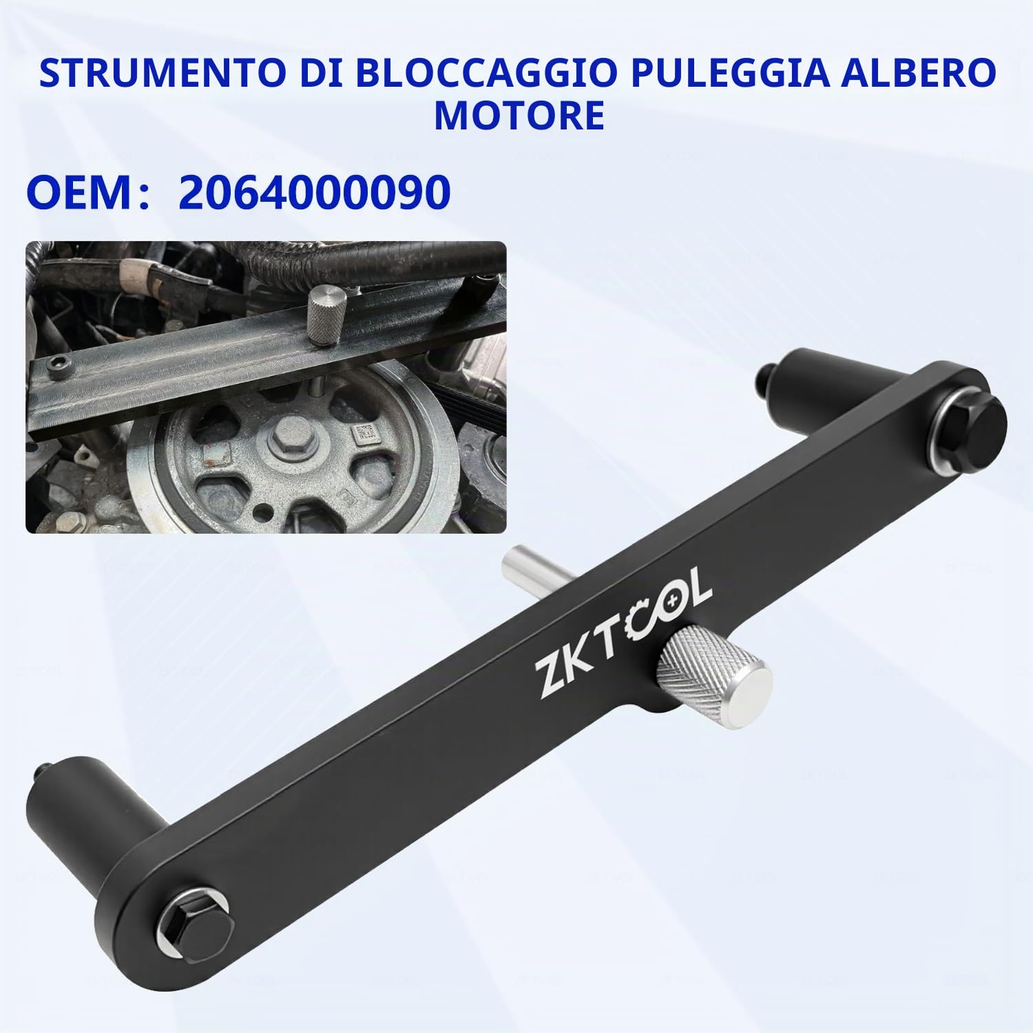 ZKTOOL Strumento di regolazione della distribuzione dell'albero a camme del motore, strumento di fissaggio della puleggia dell'albero motore, compatibile con Alfa Fiat Lancia 1.0 1.3 MultiAir Benzina