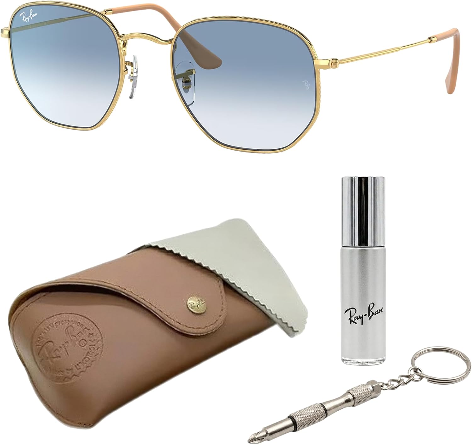Ray-Ban RB3548 HEXAGONAL Square-Round Shaped Sunglasses for Men & Women with Official RAYBAN Eyewear Kit