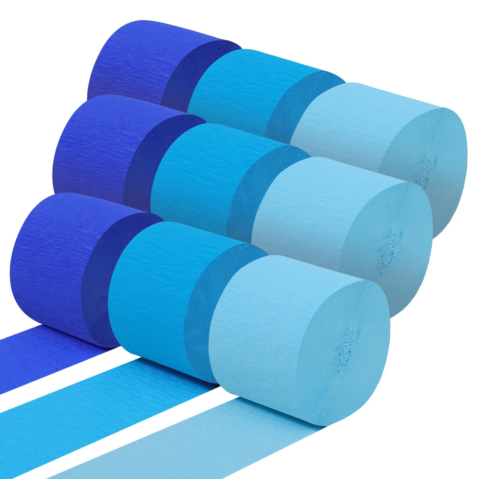 Blue Crepe Paper Streamers 9 Rolls 738ft, 1.77 Inch x 82 Ft/Roll