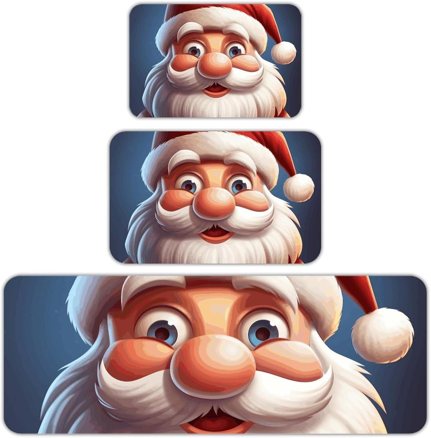 Cartoon Santa Claus Kitchen Mats for Floor 3 Pcs Kitchen Rugs