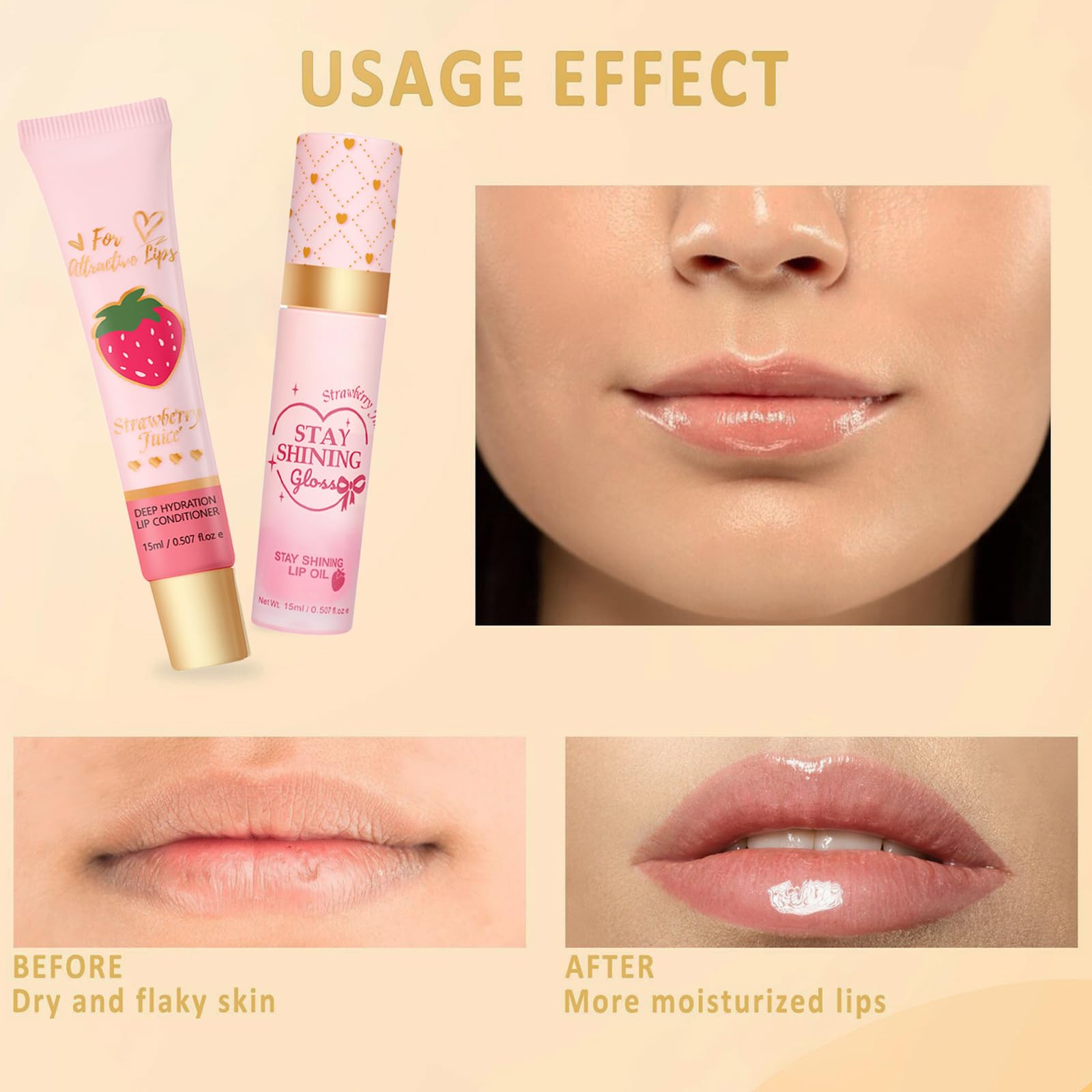 Lip Conditioner & Lip Oil Set, Moisturizing Natural Lip Care Set - Image 3