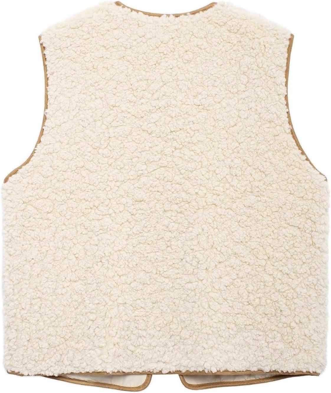 Perbai Women's Fuzzy Fleece Vest Crewneck Sleeveless Sherpa Jacket Tie Front Y2K Cardigan Vest Gilet with Pockets - Image 2