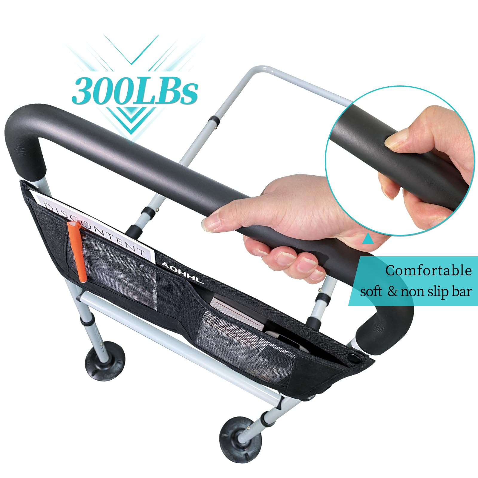 Bed Rails for Elderly Adults Safety with Adjustable Heights Storage Pocket Assist Support Side Railings for Seniors Citizens Slides Under Mattressbed Cane Medical Bed Guard Bed Handles Bars(Grey)