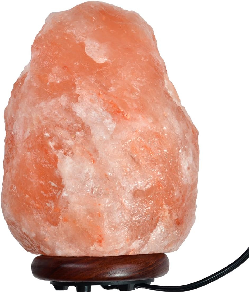 Mineralamp NSL-102 NSL-806 Natural Himalayan Hand Carved Salt Lamp, Bulb and Dimmer Control, Large Size, 12-15 lbs, 9-11" Height, Peach/Pink