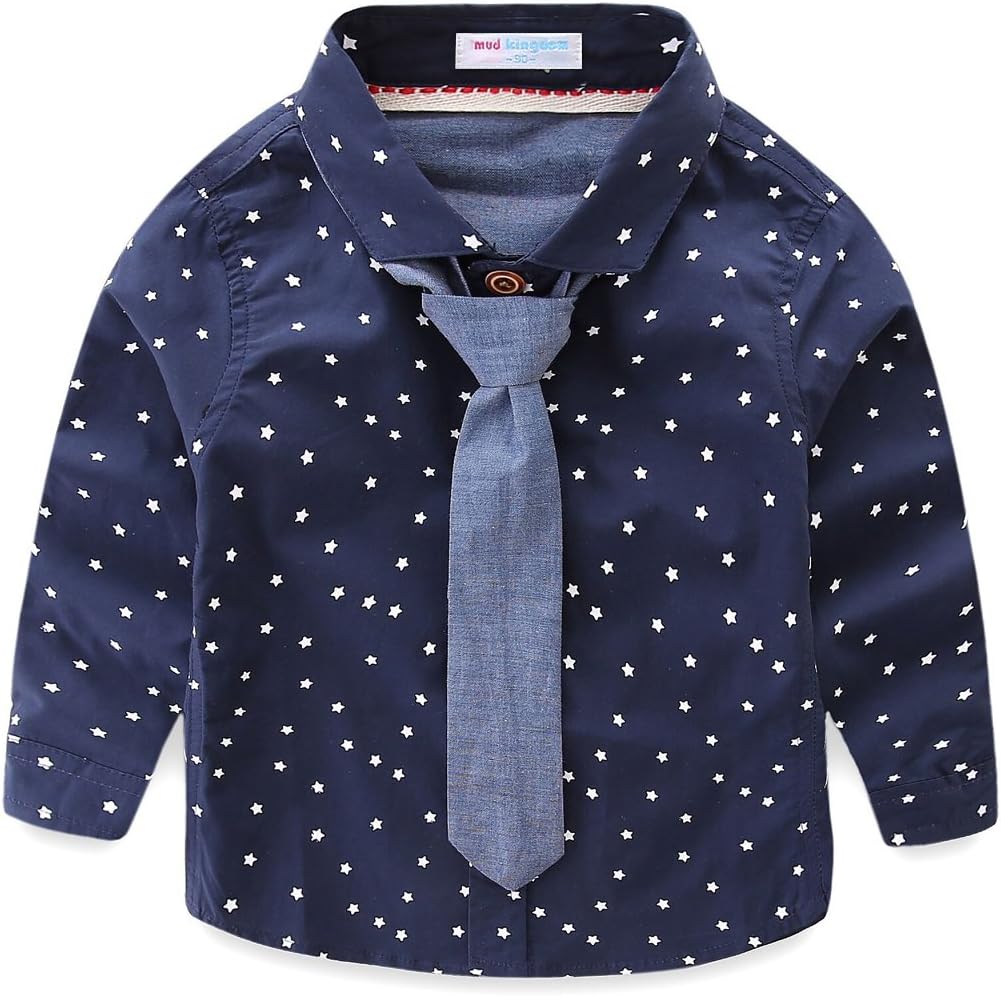 Mud Kingdom Little Boy Dress Shirt Long Sleeve Cute
