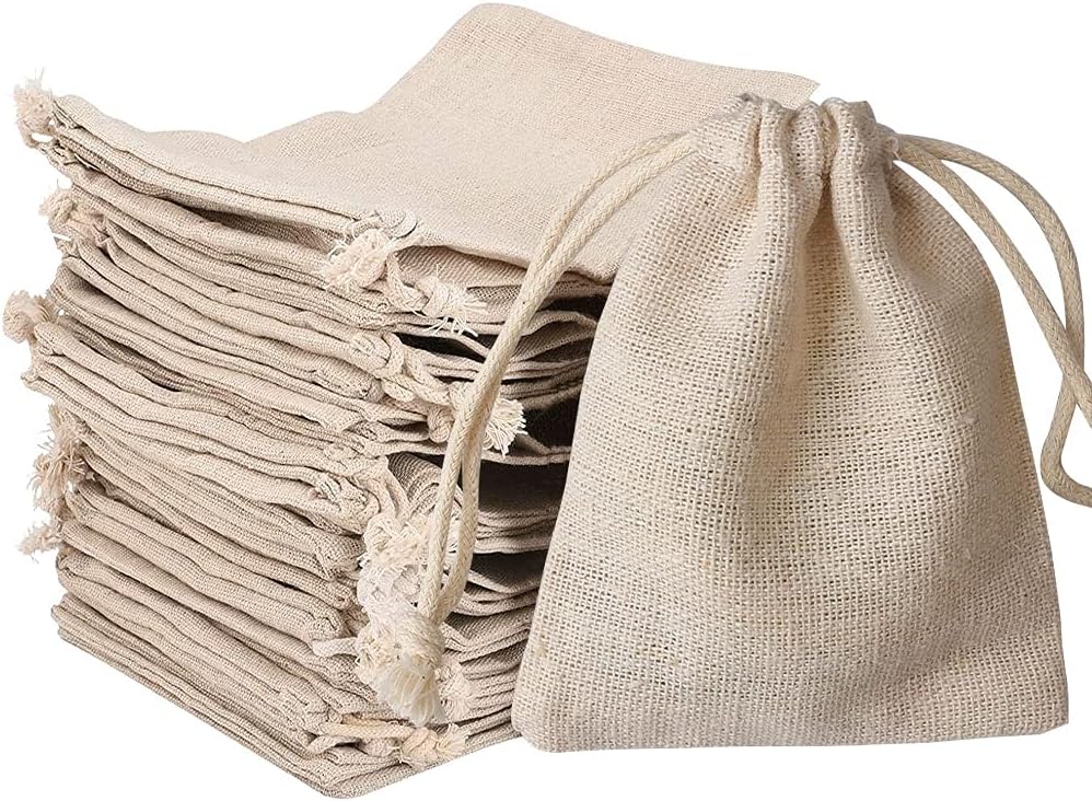 nuoshen 30 Pcs Hessian Bags, 8 X 10 CM Burlap Bags Cotton Drawstring Bag Hessian Fabric Small Drawstring Bag Gift Bag for Jewelry Wedding Christmas Party and DIY Craft