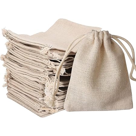 small burlap drawstring bolsas