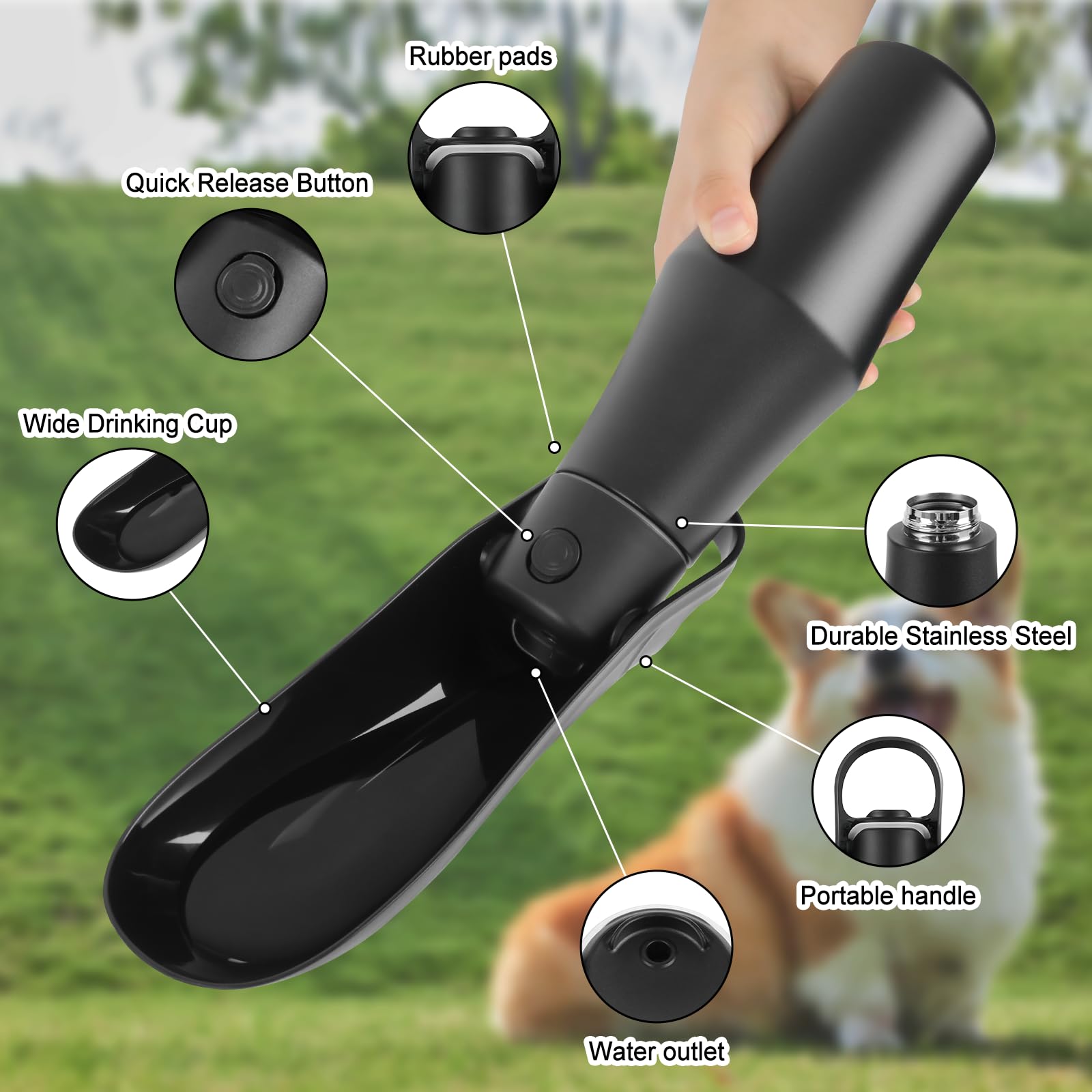 Hundetrinkflasche für Unterwegs - 750ml Trinkflasche Hunde, Auslaufsicher & Robust aus Edelstahl, Vakuum Isolierte, Hunde Trinkflasche to go, Geschenke Männer Papa