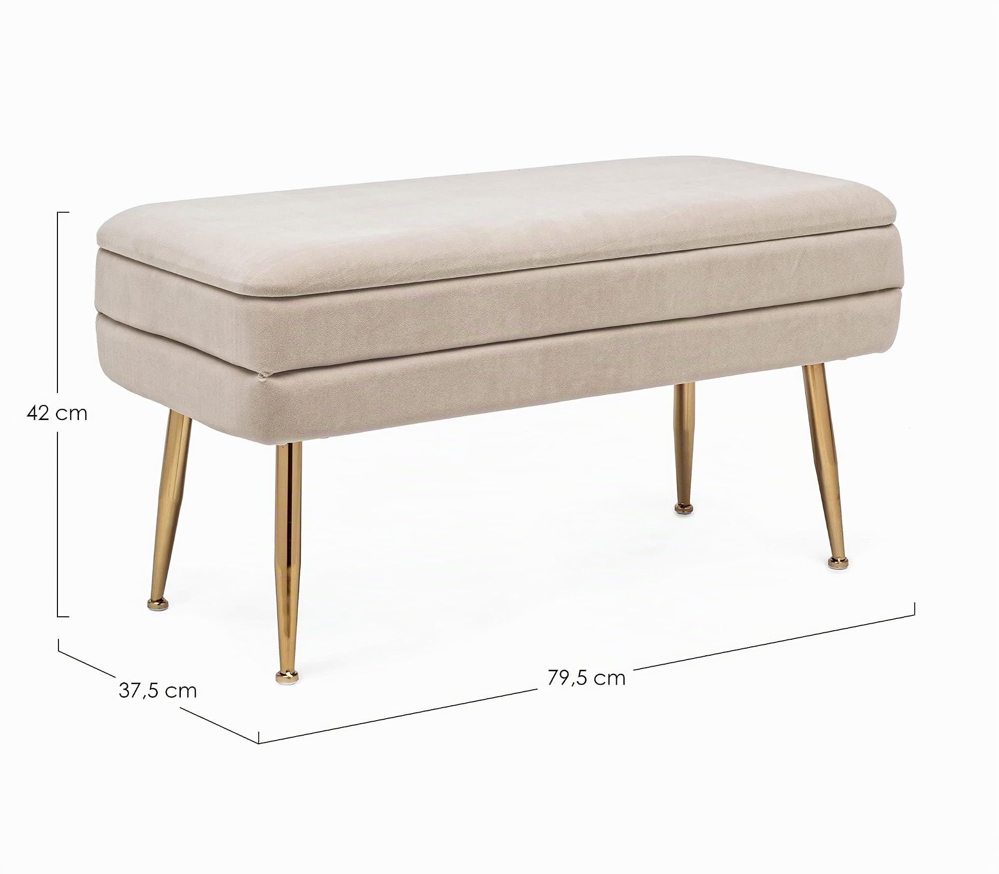 Fashion Commerce - Banco contenedor Pavlina, Beige, 80 x 38 x 42 cm