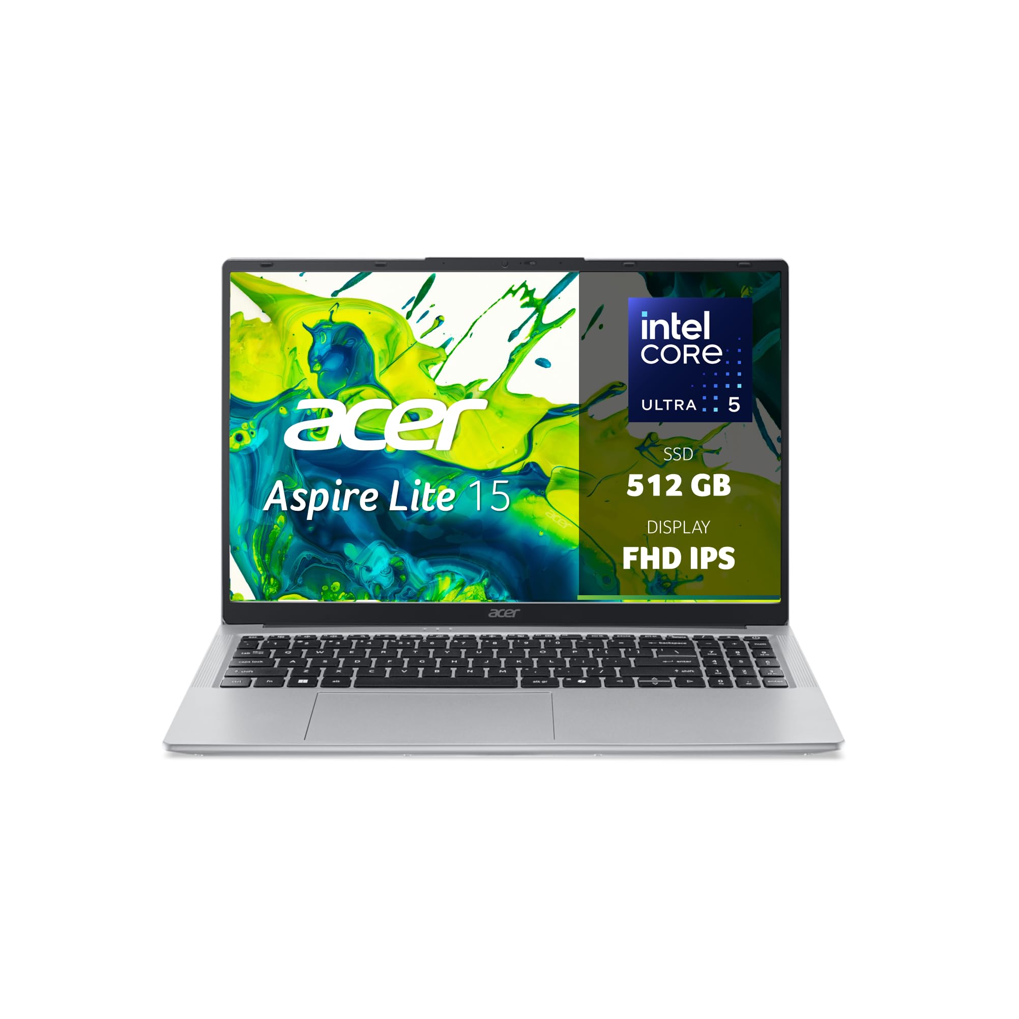 Acer Aspire Lite AL15-54P-509D Notebook PC Portatile 15.6" | FHD, IPS, Intel Core Ultra 5 115U, RAM 16 GB DDR5, 512 GB SSD, Scheda Grafica Intel, Windows 11 Home, QWERTY, Silver