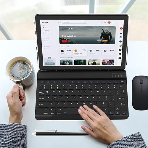 Miniatura 5 de Tablet Android 15 de 10 pulgadas, 12GB RAM+64GB ROM+1TB expandible, tabletas 2 en 1 con teclado/estuche/ratón/lápiz óptico, procesador de cuatro