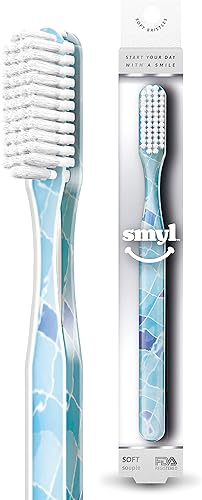 SMYL Cepillo de dientes, cepillos de dientes para adultos con cerdas de nailon, cuidado bucal y eliminación de placa, piedras finas, paquete de 4