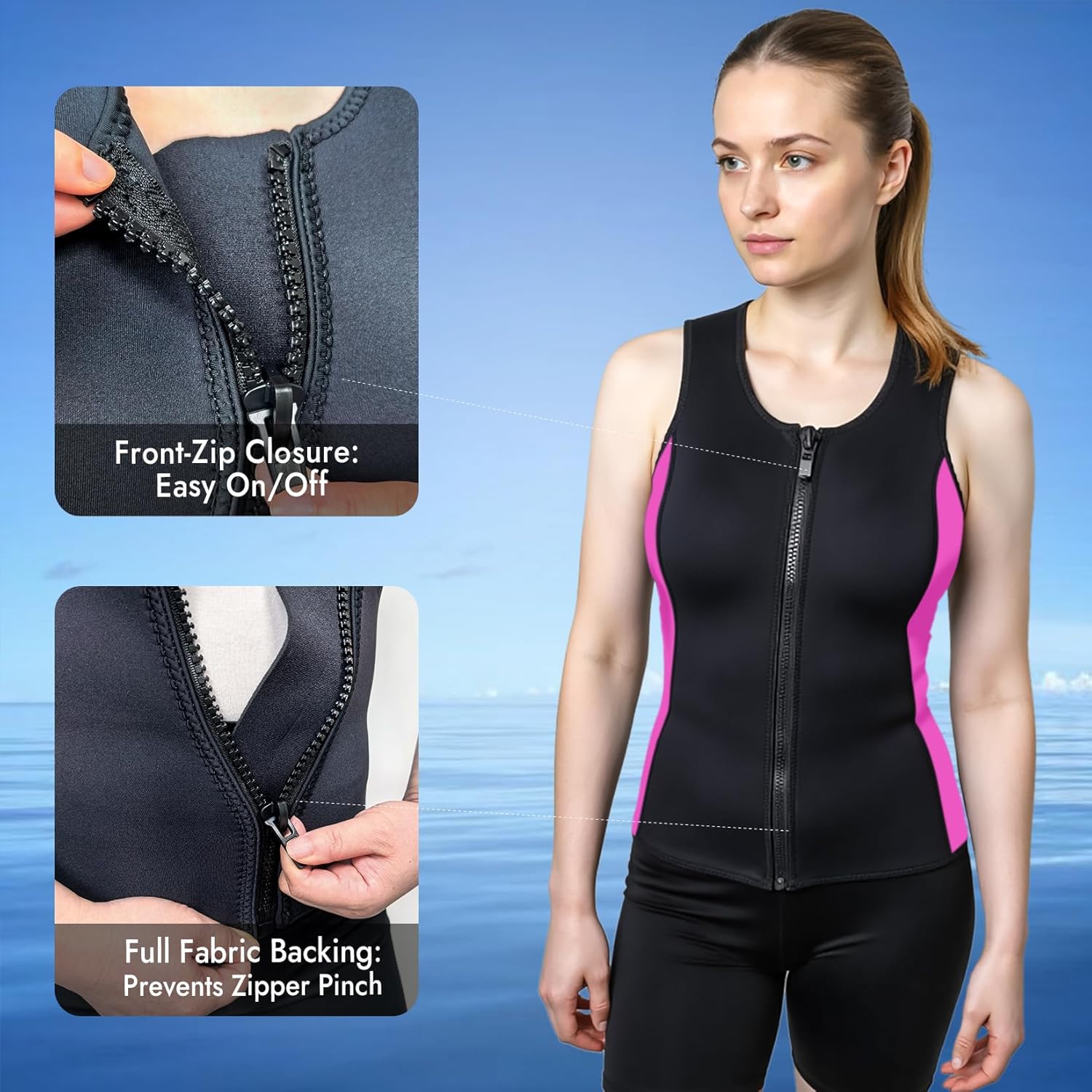 Wetsuit Top 3mm Neoprene Thermal Sleeveless Swimming Tops for Men Women Dive & Swim Vest for Scuba Diving Surfing Sailing Slimming Sauna