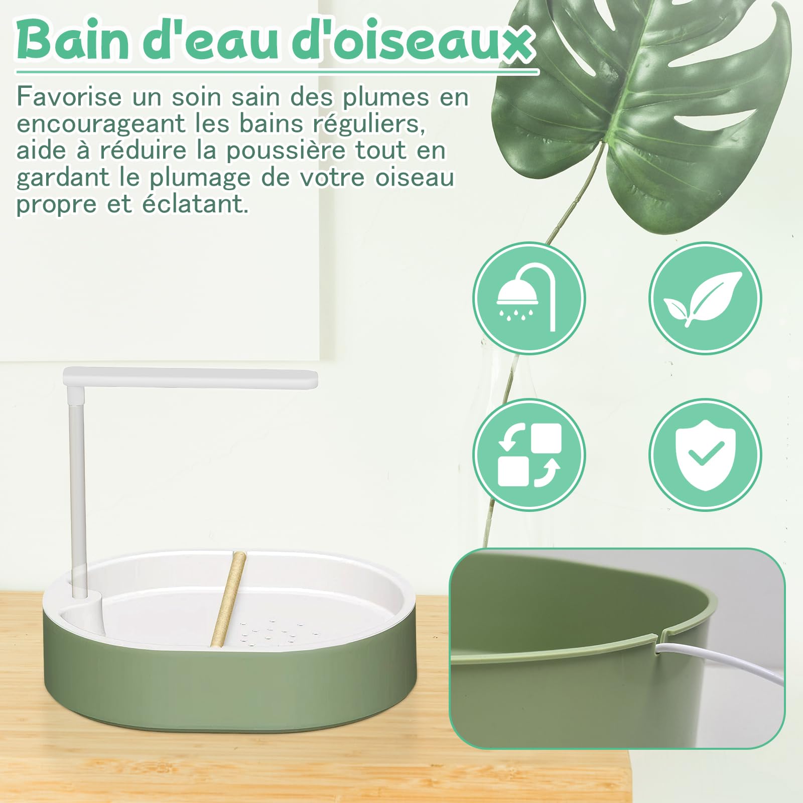 Sharplace Douche pour Perroquet, Baignoire Automatique pour Oiseaux, Accessoires pour Cage à calopsittes, Fournitures pour perruches, Polyvalente et Portable, Style A