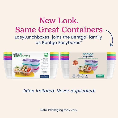 Miniatura 5 de Lonchera Easylunchboxes 3 compatimientos Bento contenedores, Brights