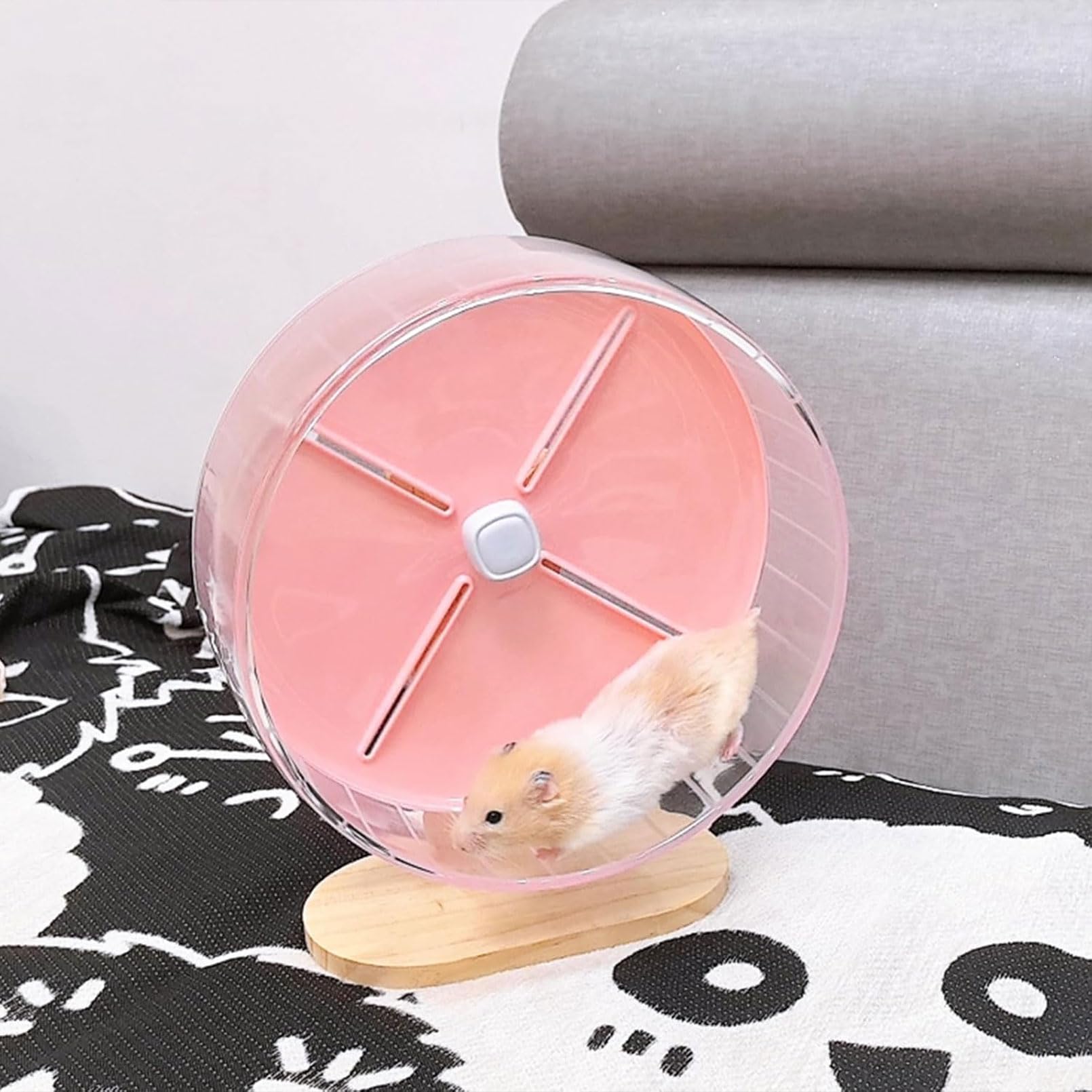Silent Hamster Wheel,10.2 Inch Quiet Spinner Syrian Hamster Running Wheel,Anti-Skid & Adjustable Stand for Gerbils, Rats, or Other Small Pets,Pink - image 3