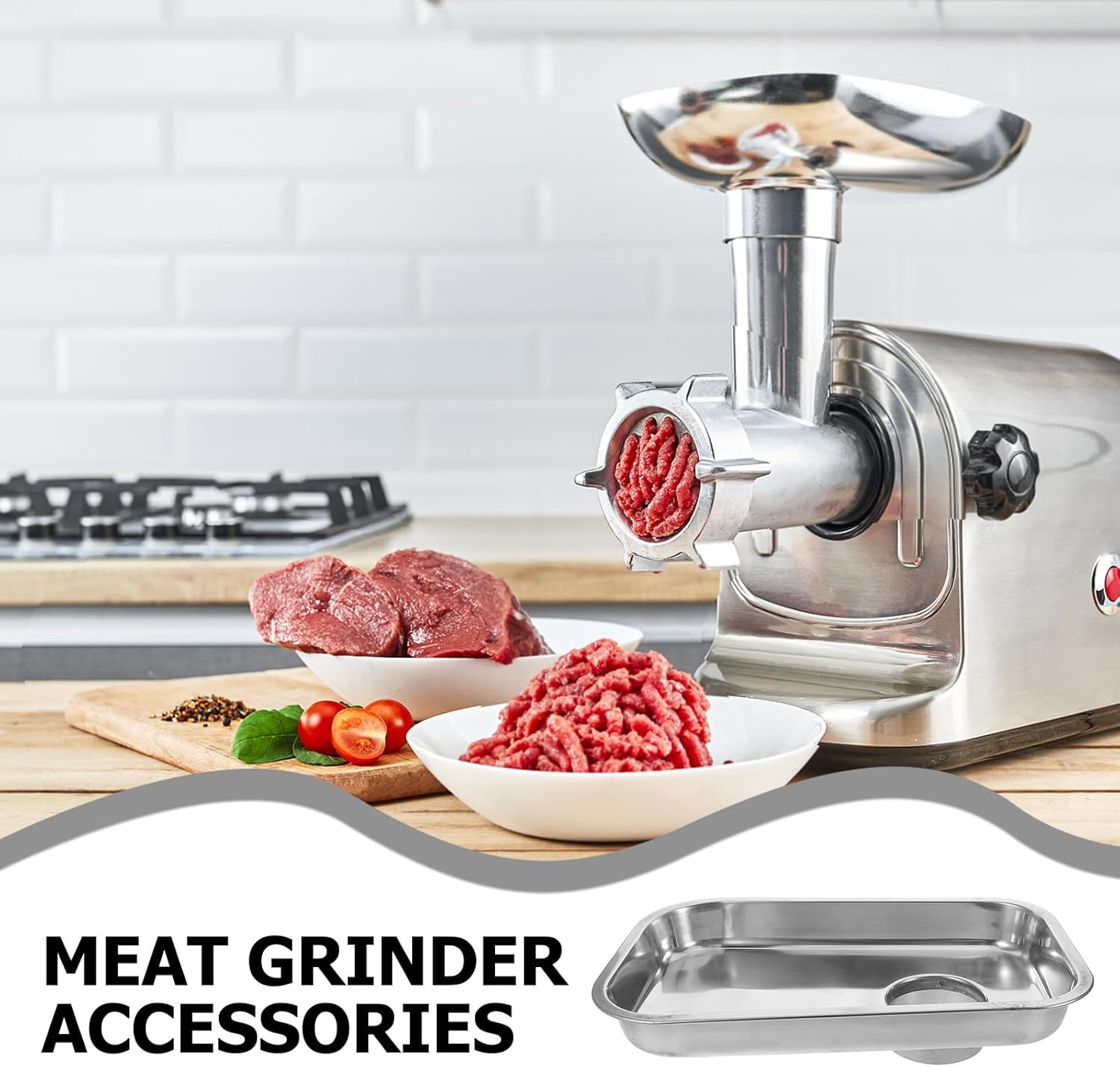 DOITOOL Meat Grinder Parts Feed Tray: Heavy-Duty Stainless Loading Tray for Mixer Meat Grinders Sausage Maker Food Mincers - Universal Attachment