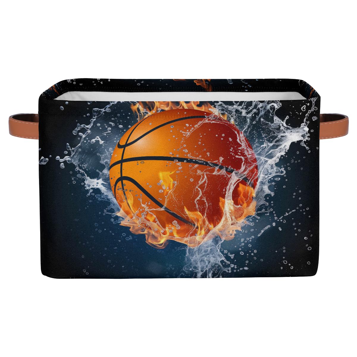 SEULIFE Ball Basketball Sport Foldable Storage Basket, Large Collapsible Organizer Storage Bin Cube Toys Storage Boxes with Handles for Bathroom Kids