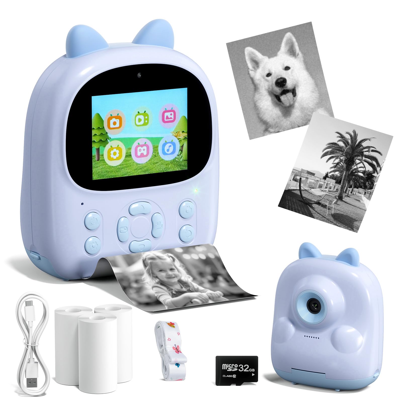 Kids Camera Instant Print Photos, Digital Instant Print Camera for Kids, Birthday Children Day Gifts for Girl Age 3-12, Fit Portable Toy for 3 4 5 6 7 8 9 10 Year Old Girl Boy- Blue