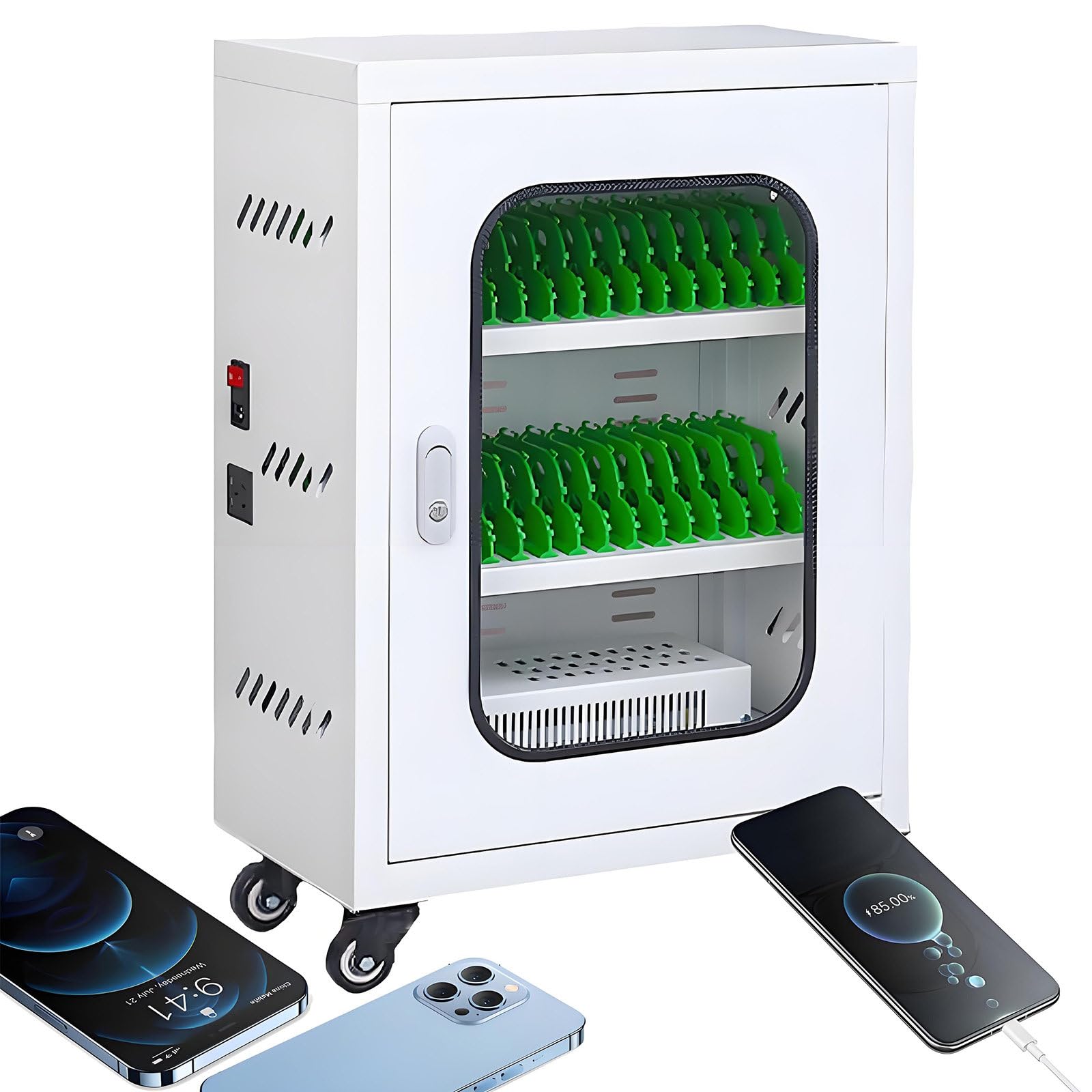 GUTYGIO Rechargeable Mobile Phone Storage Locker, USB Charging Station, 20/30/40/50/60 Slots Mobile Phone Charging Cabinet for School Church Airport 30slots
