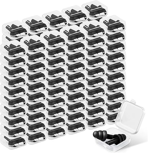 Tondiamo 150 pares de tapones para los oídos de silicona envueltos individualmente a granel con funda de transporte, tapones para los oídos suaves y