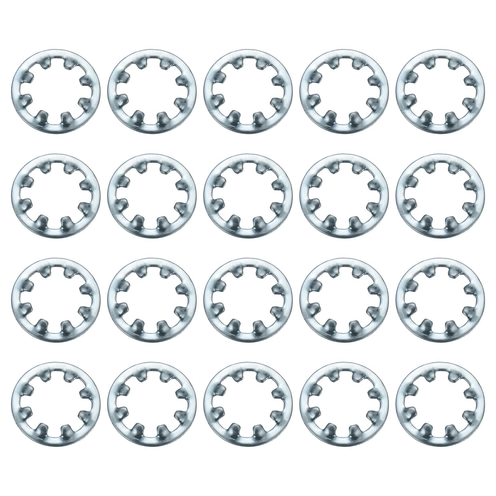 sourcing map 50Pcs 5/16 Internal Tooth Lock Washer, Zinc-Plated Carbon Steel Multi-Tooth Star Washer Locking Fastener, Silver Tone