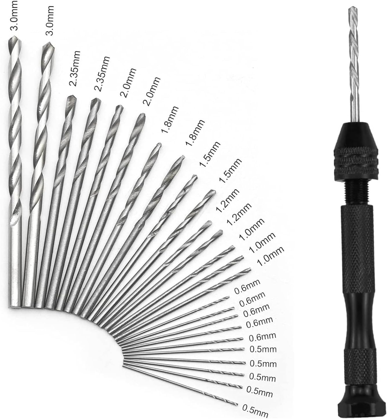 26 Pcs Precision Hand Drill Bits Set with Vice - Mini Hand Drill with Multiple Drill Bits Ideal for Crafts, Modelling and Jewelry Making