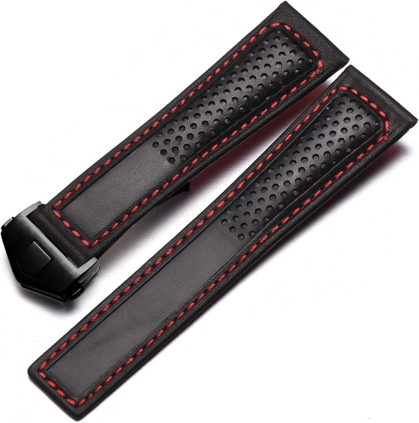 SDFFGHJ Frosted Genuine Leather Watch Strap Compatible with Tag Heuer Carrera Diving Monaco F1 Series Breathable Watch Chain 22mm Men Watchband