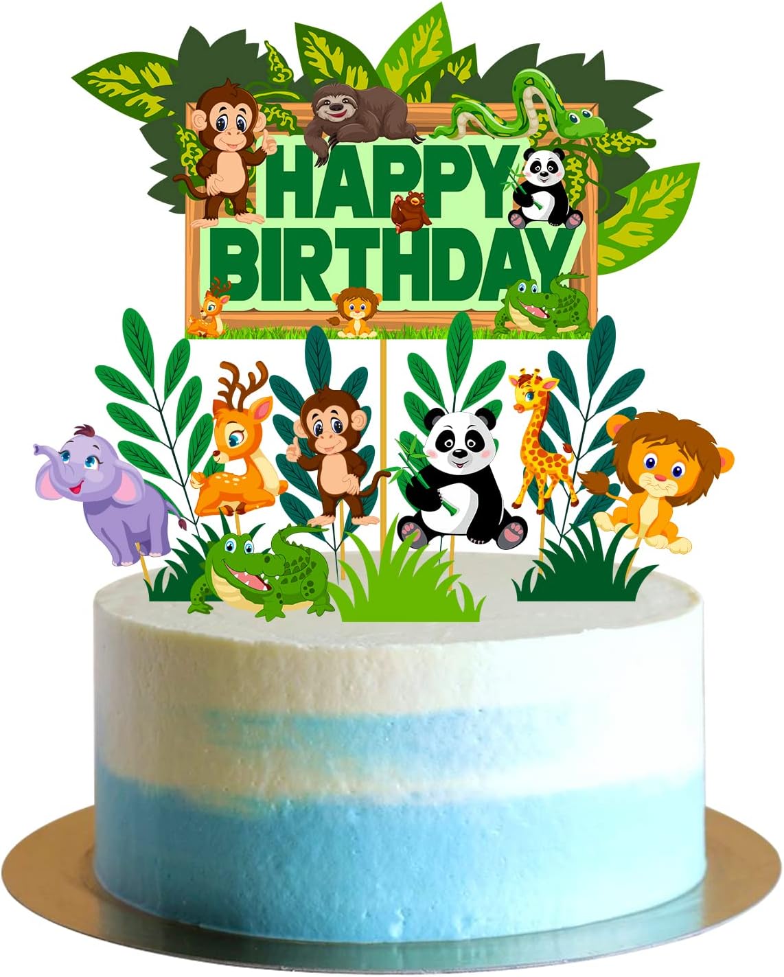 Party Propz Jungle Theme Cake Topper - 15 Pcs, Jungle Theme Cake Topper Animals | Animal Cake Toppers For Cake Decoration For Kids | Jungle Theme Cake Toppers For Cake Decoration