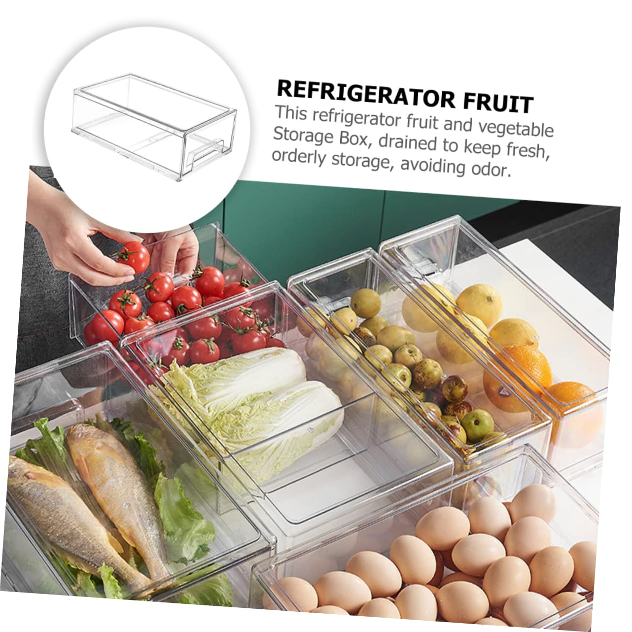 Große Transparente Kühlschrankbox aus Pet mit Leicht zu Reinigender Oberfläche und Platzsparendem Design für Gemüse und Obstaufbewahrung im Küchenschrank