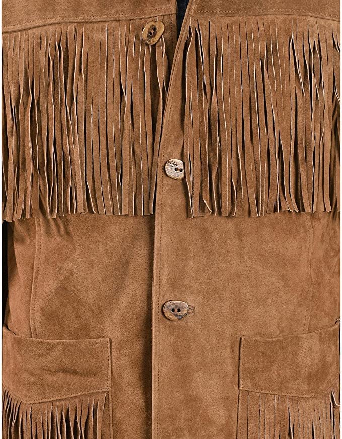 Mens Traditional Western Fringed Suede Leather Jacket | Classic Native American Jacket Coat with Fringed3