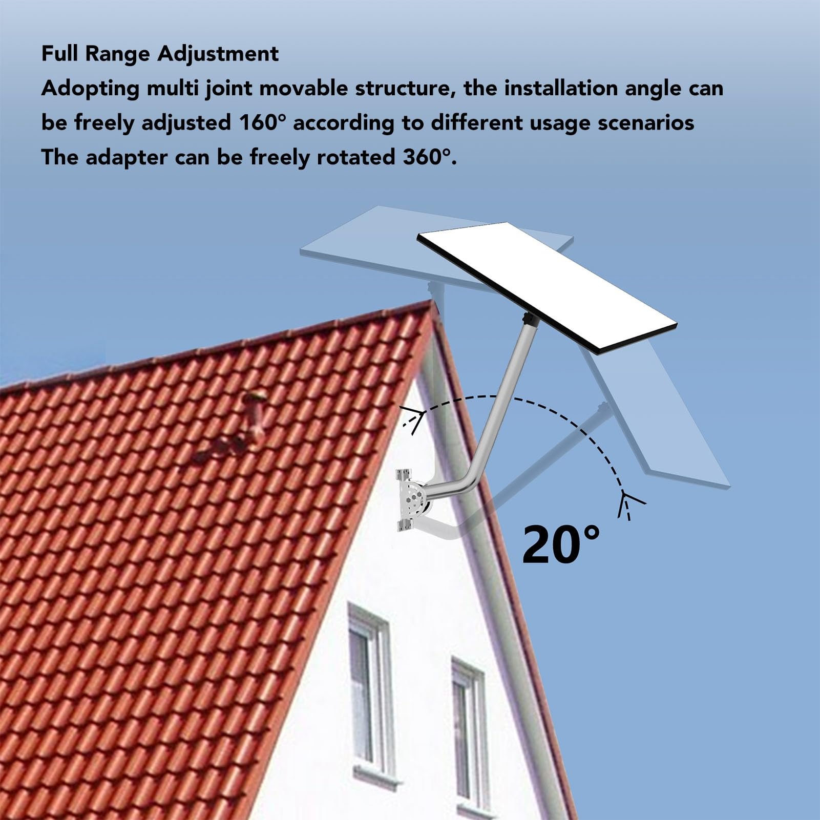 Supporto per Satellite 160°, 43 Cm Regolabile in Acciaio Lega