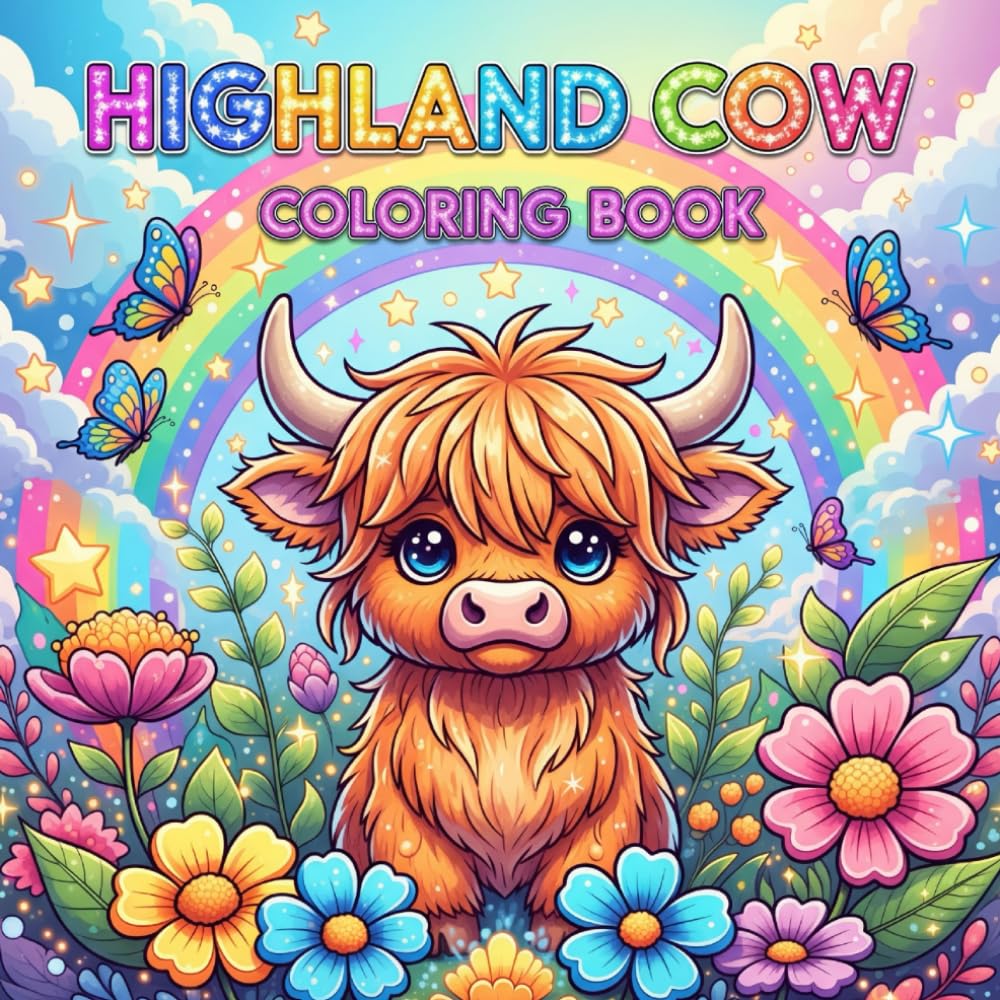 Highland Cow Coloring Book: Relax and Unwind with Cute, Majestic, and Fun Highland Cow Designs for Kids and Adults