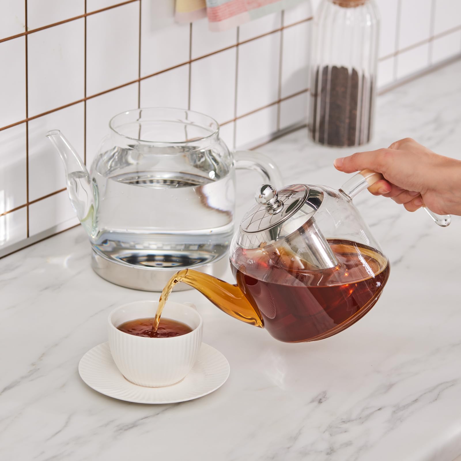Karaca Panora Glas Maxi Teekanne Set mit Induktionsboden