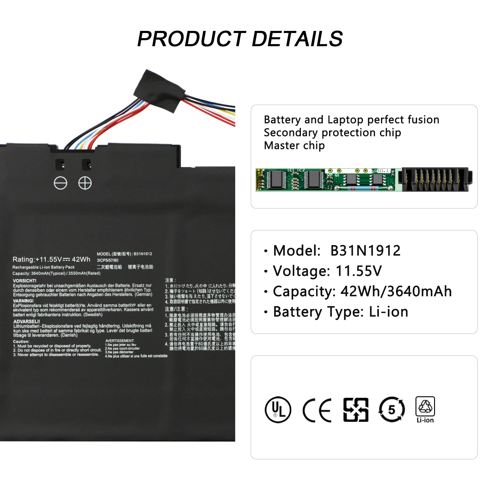 Batterie 42Wh B31N1912 C31N1912 Pour ASUS VivoBook Go 14 15 E410 E510 L410 L510 F414 R522