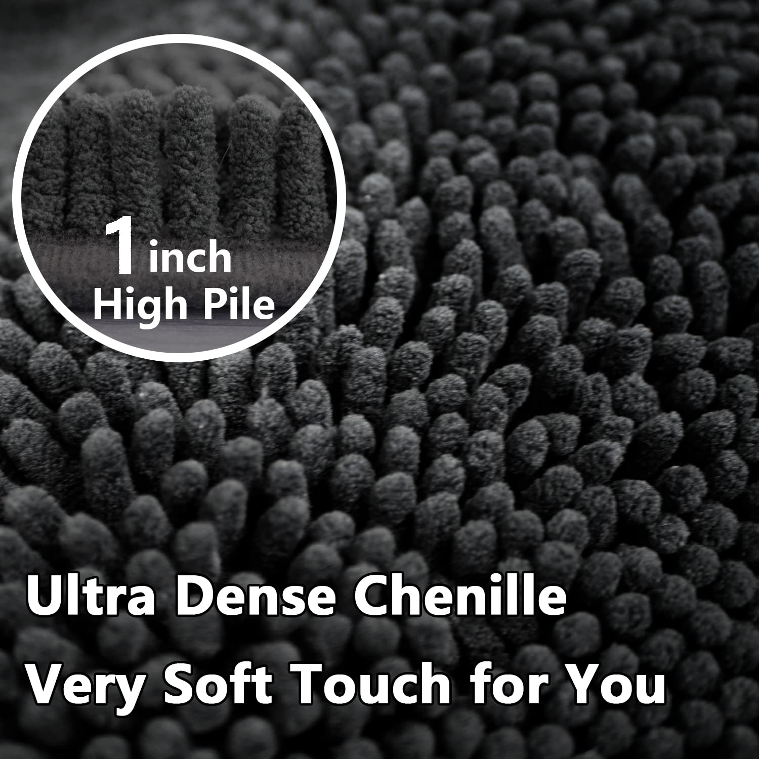 BOANKODU Juego de 2 tapetes de baño de felpilla ultra suave, súper absorbentes, con parte inferior de PVC antideslizante y duradero, lavables a máquina (gris)