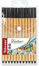 12 Fineliner Schwarz, Filzstifte mit 0,4mm Feine Spitze Schwarzer Stift Präzise Schreib Zeichenstifte für Büro Schule Zuhause Stifte Set für Skizzieren Notizen Journaling Drawing